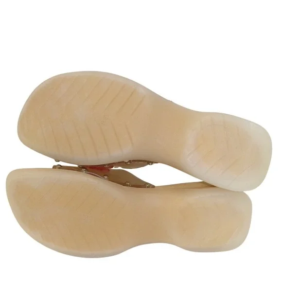 Lorenzo Chelini Italy Floral Translucent Wooden Wedge Slide Sandals NOS 7 - Picture 5 of 5